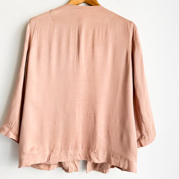 French Connection Nude Beige Pink Beaded open Front Blazer 10 - Picture 6 of 8